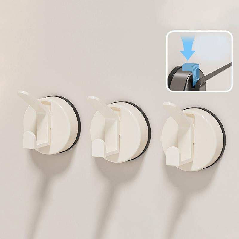 3pcs Strong Suction Cup Hook Not Drill & Rustproof Wall Hook Easy Installs Suction Hook Hangers for Bathroom & Kitchen