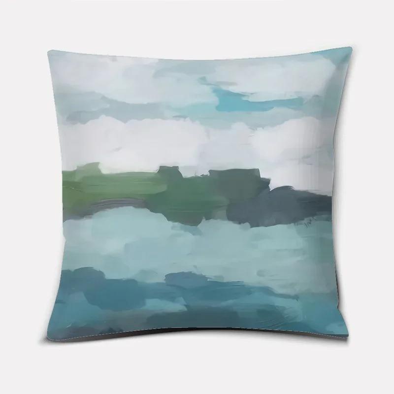 Square Home Office Oil Painting Landscape Series Pattern Decorative Pillowcase