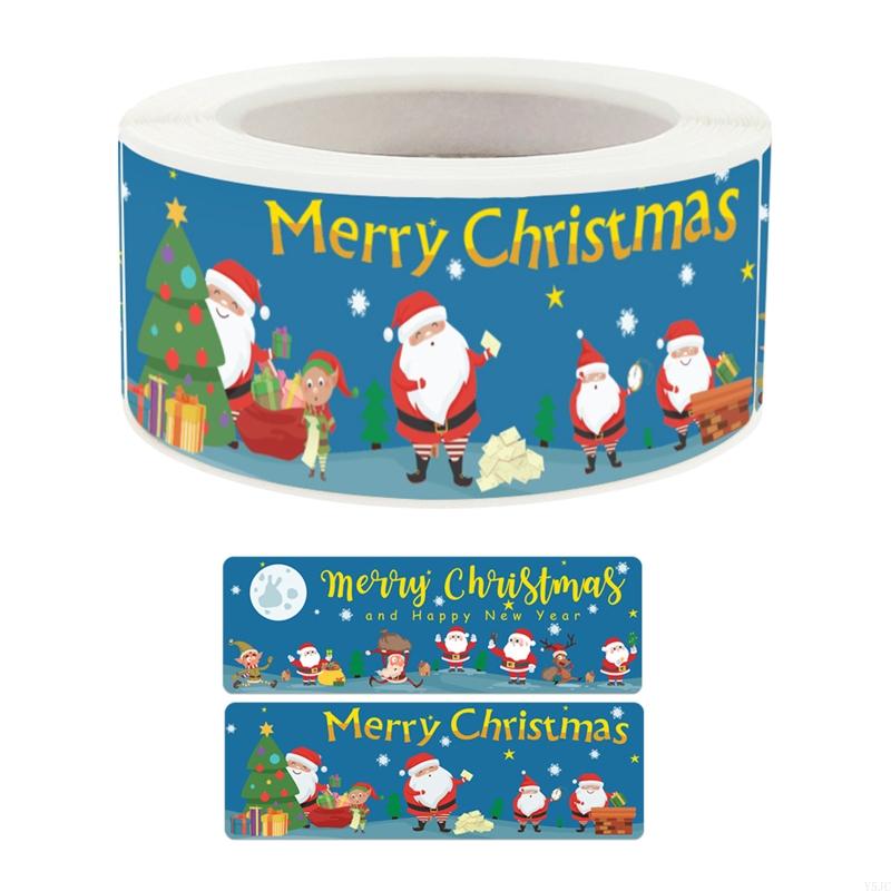 Y5JC 120pcs Merry Christmas Stickers Rectangle Stickers Holiday Stickers Children Toy