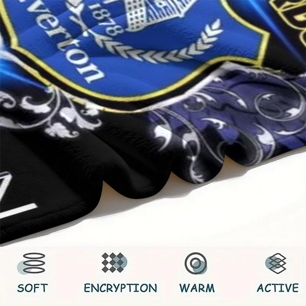1 Stück Personalisierte Decke mit Everton FC Muster aus Flanell Geeignet für Alle Jahreszeiten für Heimdekoration Wärme und Komfort Geschenke Feiertagsgeschenk