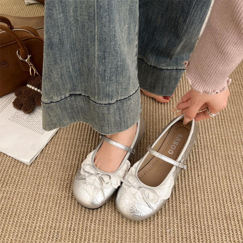 Women's Ballet Flat Shoes 2026 New Comfortable Anti Slip Outdoor Dress Mary Jane Shoes Lace Autumn Fashion Retro Casual Shoes