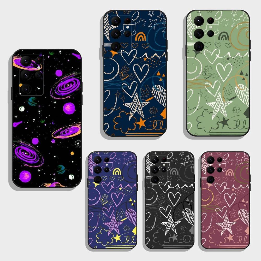 Y2k INS Graffiti Phone Case For Samsung S26,S25,S24,S23,S22,S21,S20,Plus,Fe,Lite,Others Black Cover