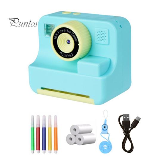 

Портативная камера мгновенной печати с большим экраном 40 МП, четкость, компактный размер, портативная многофункциональная детская камера с набором цветных ручек синий