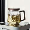 1 Stück Glas-Teetasse mit Teesieb und Deckel, 16,91 oz, hitzebeständige Glas-Wassertasse mit Henkel, Trinkgläser für Saft, Milch, Tee und mehr, Sommer, Winter, D
