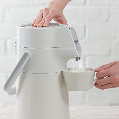 Pearl Metal Air Pot, 2.2L, Stainless Steel, Insulated, Tabletop, Wide Mouth, Upward-Angled, Milky White, Eco Stage HB-6759