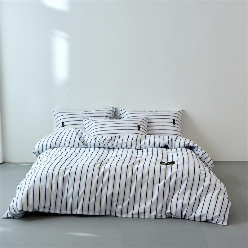 Cotton Duvet Cover Single/Queen/ Blue and White Striped Soft Quilt Cover Home Housse De Couette(without Pillowcase)
