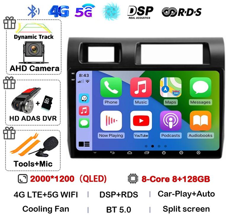 Android 14 Carplay Auto Car Radio For Toyota Pickup Land Cruiser LC 70 79 Series 2007-2020 Multimedia Video Player GPS Stereo BT