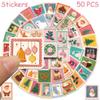 50Pcs/Set Pink Christmas Stamp Series 02 Stickers DIY Fashion Waterproof Doodle Decals Stickers