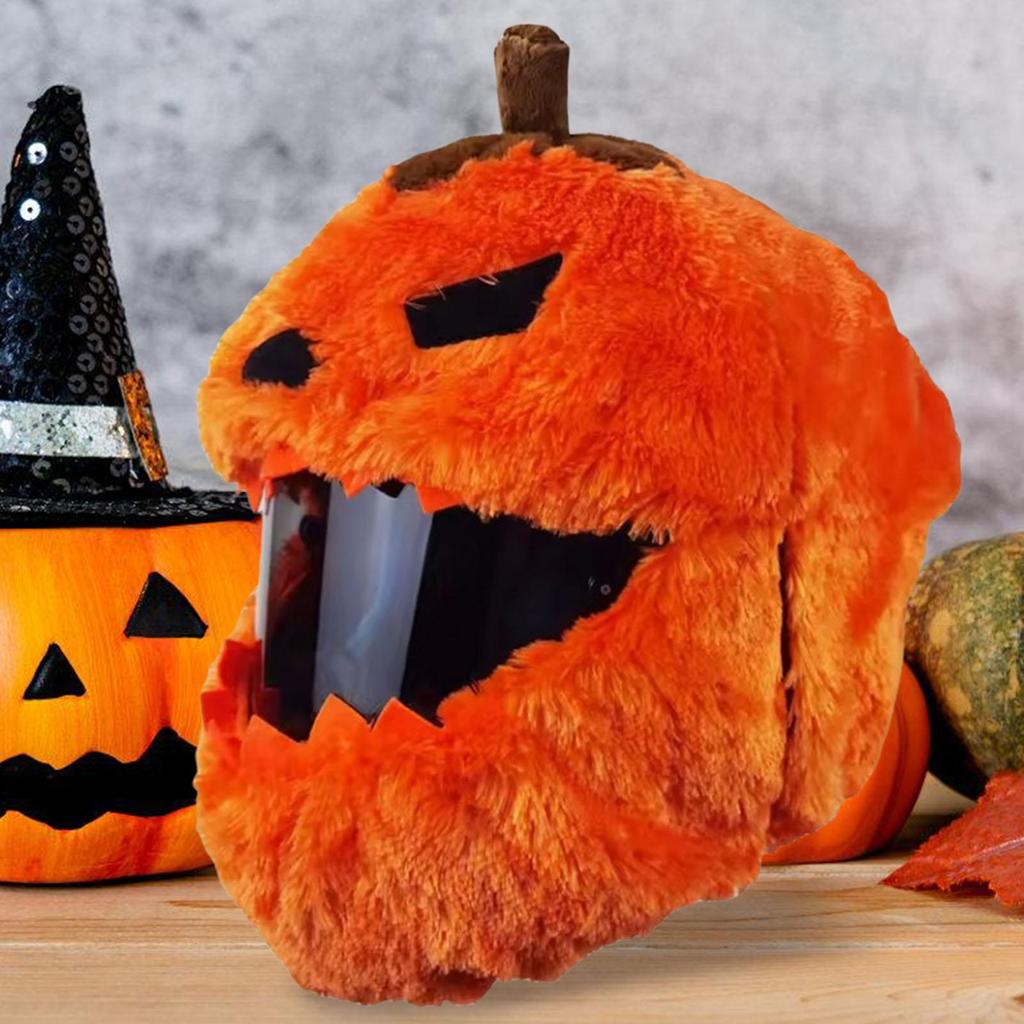 Cartoon-Plüsch Halloween Kürbis Motorradhelm-Abdeckung, Lustige Schutzkappe für Weihnachts-Motorradzubehör