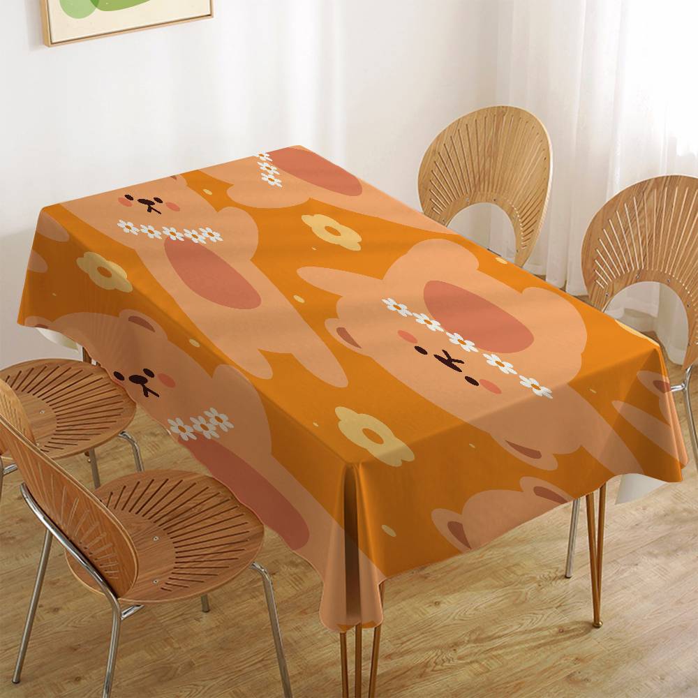 Cartoon Animal Print Durable Rectangle Tablecloth - Scratch-Resistant For Restaurants, Cafés & Service