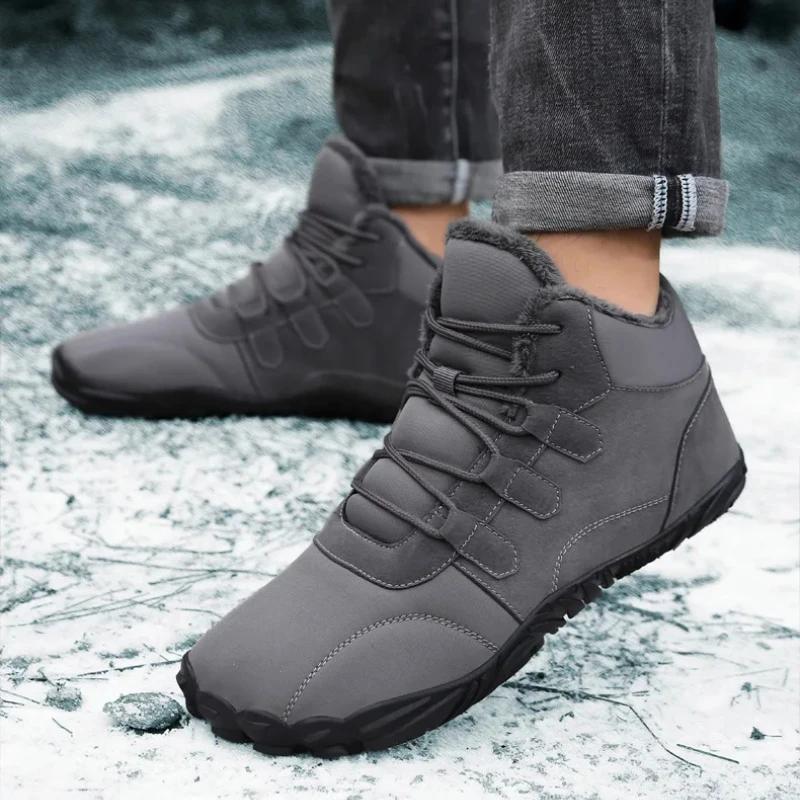 Winter Snow Boots Men Women Warm Barefoot Shoes Unisex Rubber Running Cotton Shoe Outdoor Waterproof Hiking/Climbing Ankle Boots