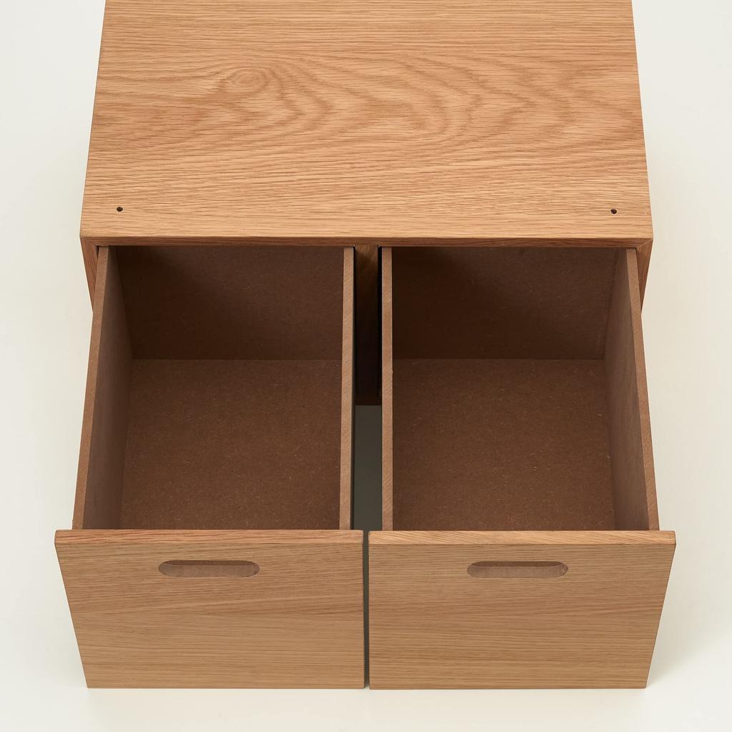 MUJI Stacking Chest Width 37 X Depth 28 X Height Half 2 Drawers Oak Veneer 12381129 18.5cm