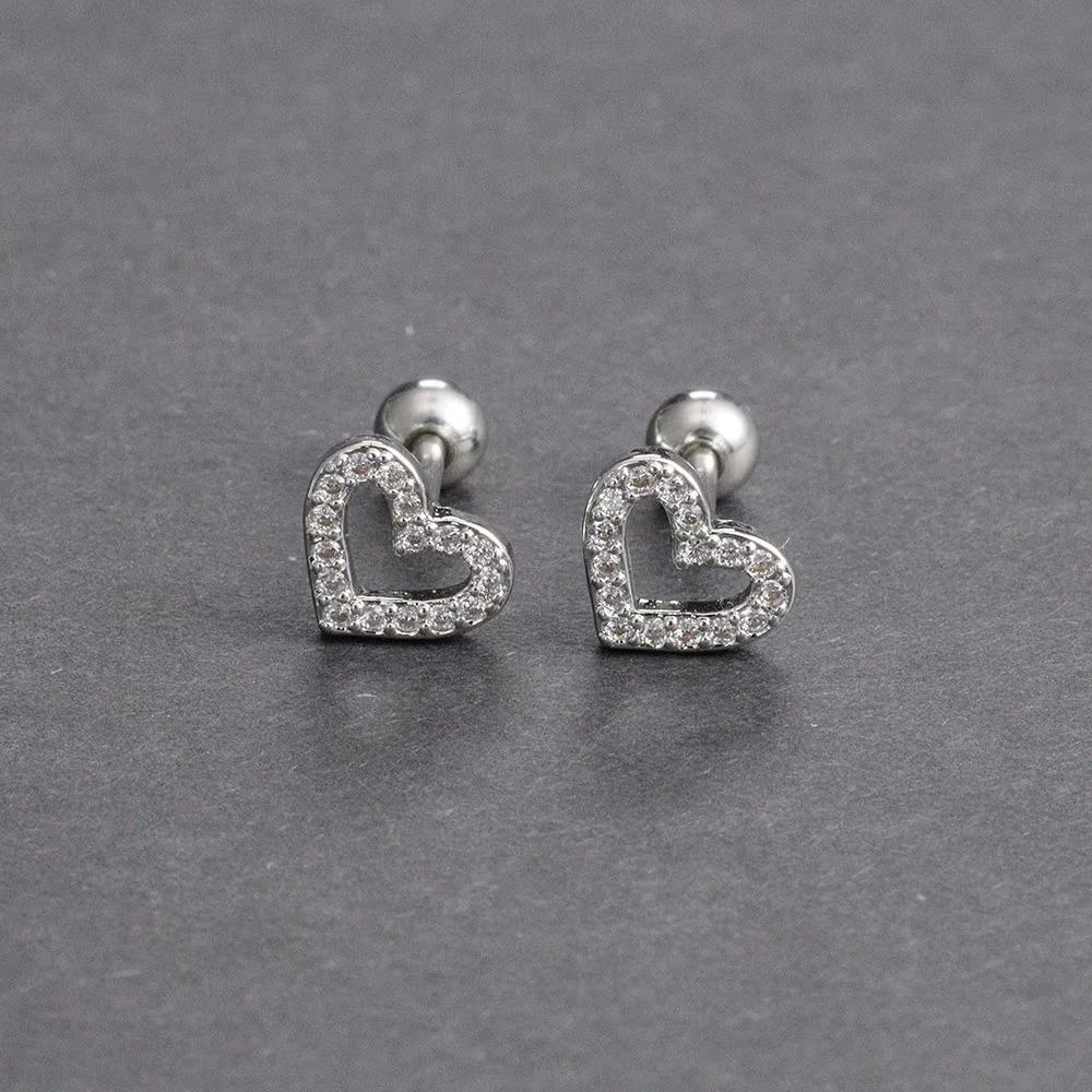 Módní nerezové ocelové zirkonové řetízkové kruhové náušnice pro ženy, piercing do srdce Helix Tragus, svatební šperky