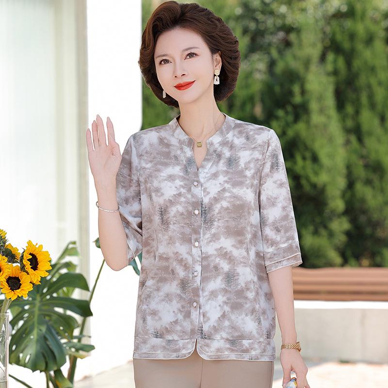 

Chiffon Short-Sleeved Summer Shirt for Mothers - 2026 New Style, Perfect for Mother s Day and Middle-Aged Women. 3XL (130-145 kg)