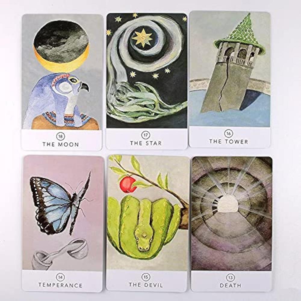 10.3*6cm White Sage Tarot Deck, A Pocket-Sized 78-Card Deck Featuring Charming Animal Art & Nature-Inspired Minimalist Design