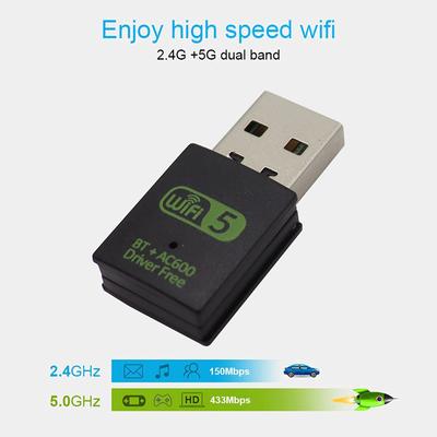 Adapter USB WiFi Bluetooth 600 Mb/s Dwupasmowy 2,4/5,8 GHz Bezprzewodowy Dongle Rtl8821Cu