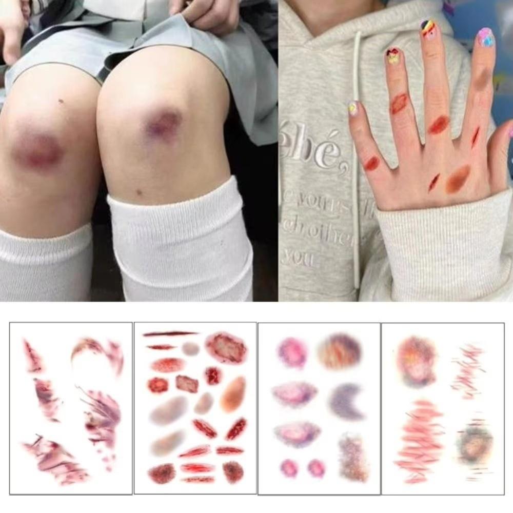 1/4PCS Lasting Cosplay Arm Ankle Scar Tattoo Stickers Realistic Fake Tattoo Scar Tattoo Sticker