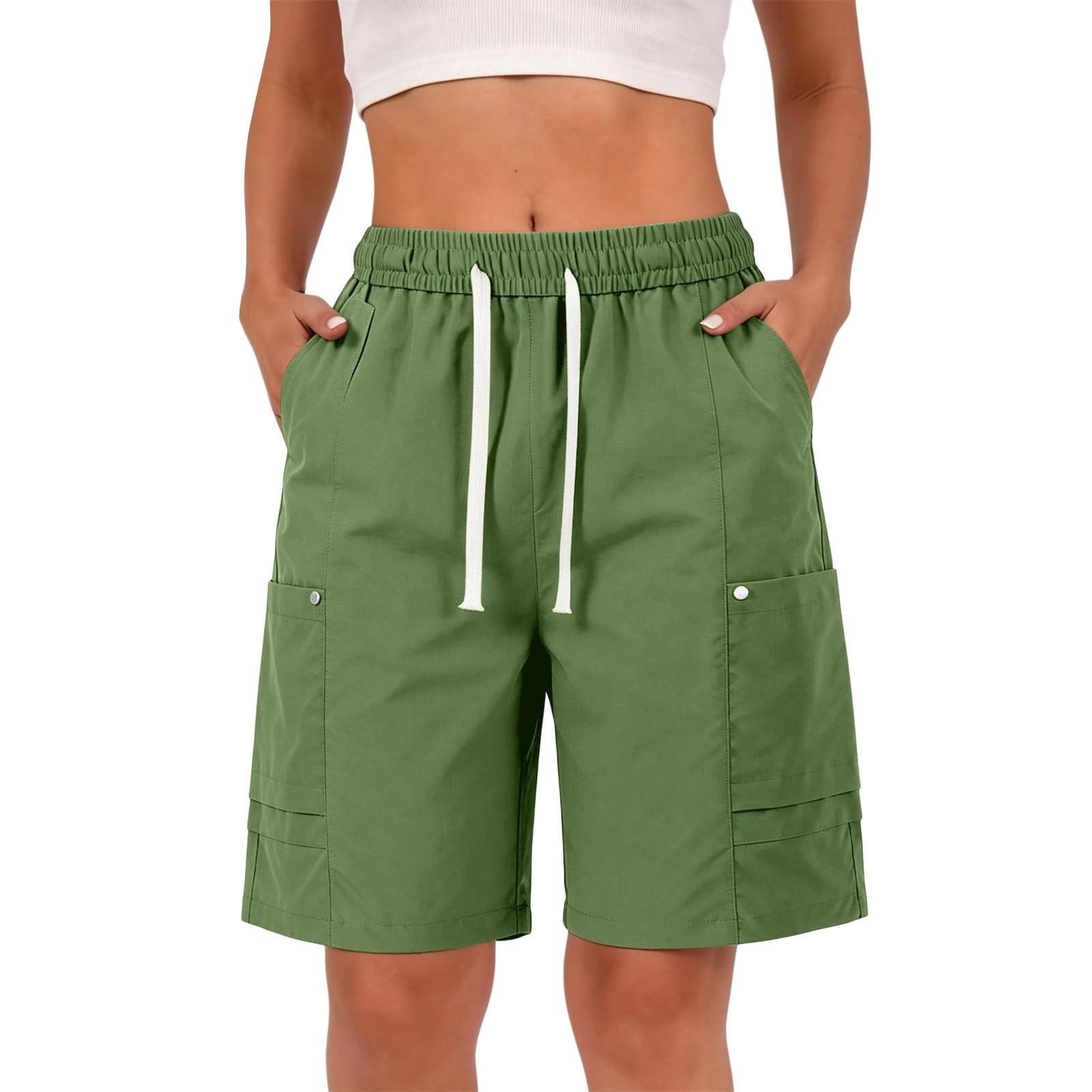 

Women’s Summer Loose Fit Drawstring Waist Cargo Shorts with Pockets for Hiking Travel Casual Relaxed Wide Leg Design XXL