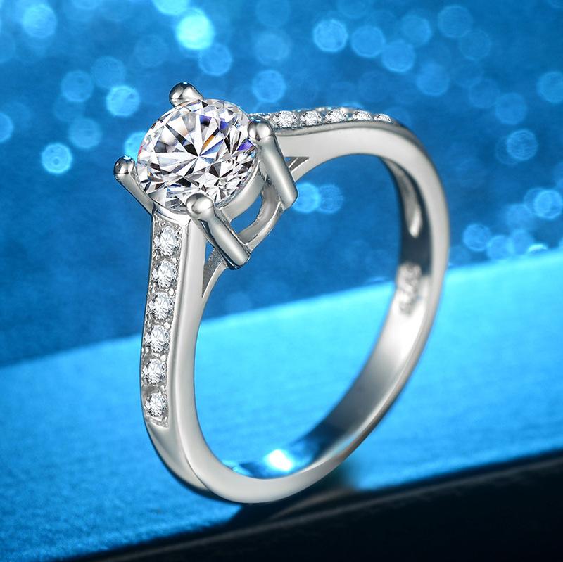 Popular Fashion Classic 4-Claw White Zircon Ring Jewelry Women'S Wedding Jewelry