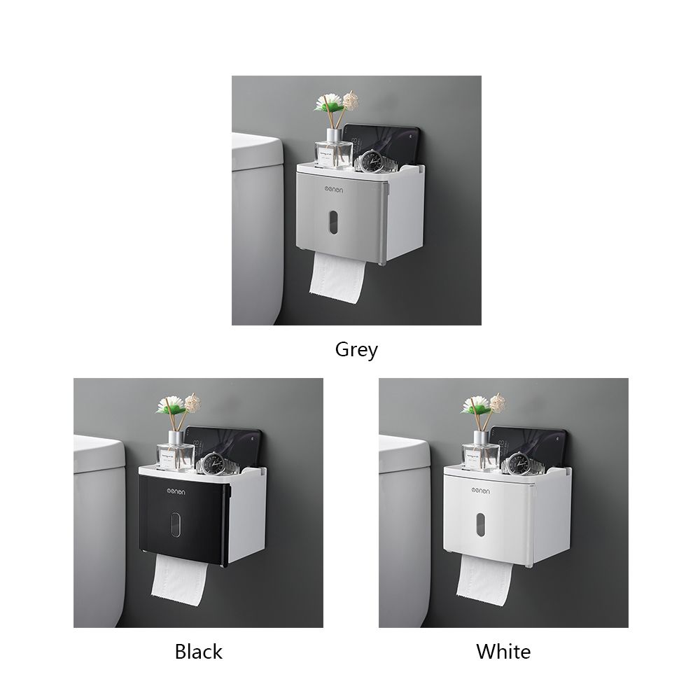 Mounted No Punching Roll/Draw Paper Dispenser Toilet Paper Holder Storage Rack Tissue Box Shelf