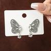 Elegant Butterfly Earrings: Silver Needle Korean Style with Crystal Water Drop Inlay