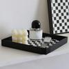 1pc-Desktop Storage Tray, Medieval Black and White Checkerboard Entrance Jewelry, Square Ornament