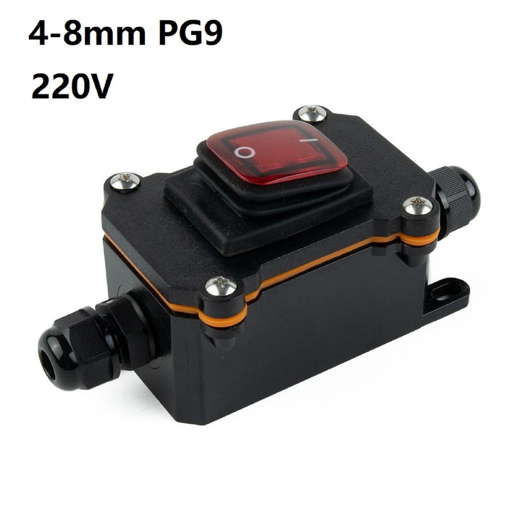 220V Waterproof Switch 24V 4 Feet 2 Gears IP65 Red With Light
