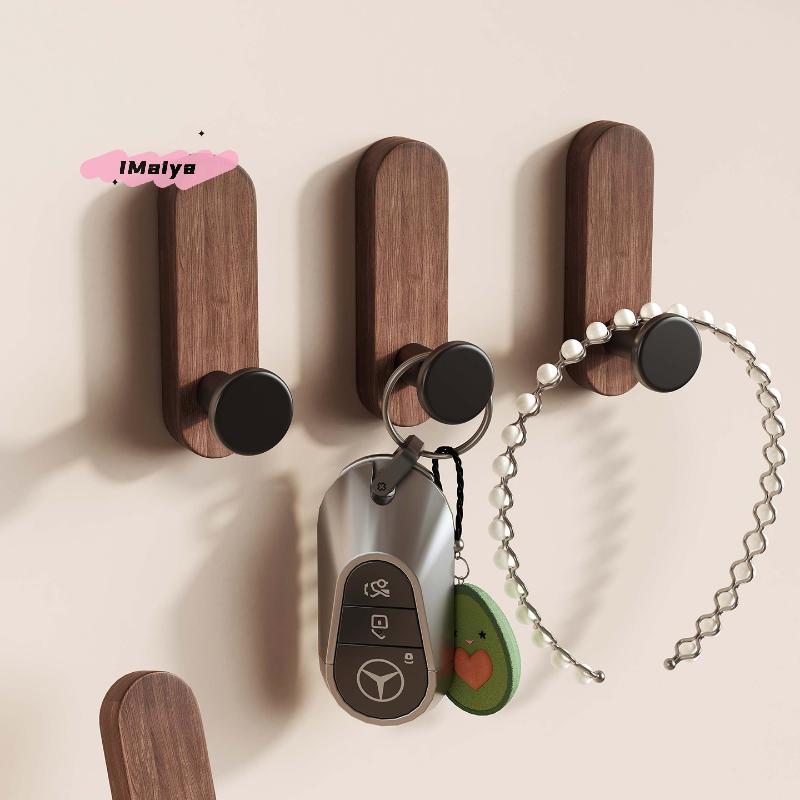 M-Nordic Style Wood Wall Hooks Self Adhesive Mounted Coat Towel Clothes Blanket Hat Backpack Robe Entryway Key Holder