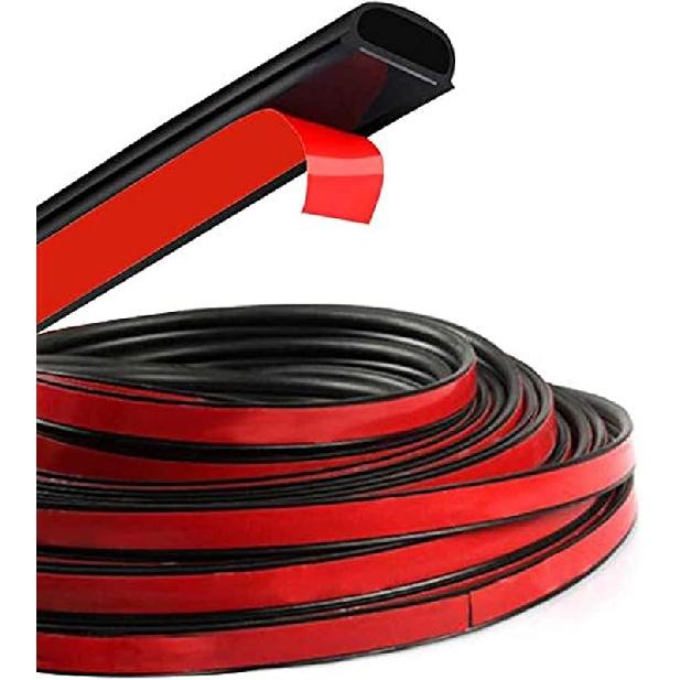 D-Shape Door Rubber Seal Strip Weatherstrip 3M Self Adhesive Hollow For Car Truck Motor Door Cover Trunk (Black, 26.25 Feet)