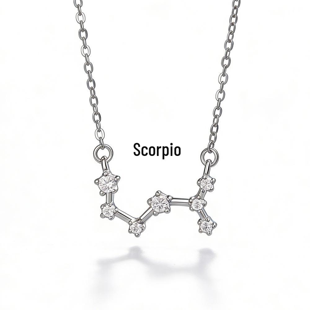 S925 Sterling Silver Zodiac Necklace for Women - High-End, Versatile Clavicle Chain Jewelry