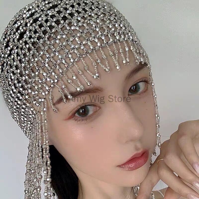 1920s Beaded Cap Headpiece Roaring 20s Beaded Flapper Headpiece Belly Dance Cap Exotic Cleopatra Headpiece for Gatsby Party