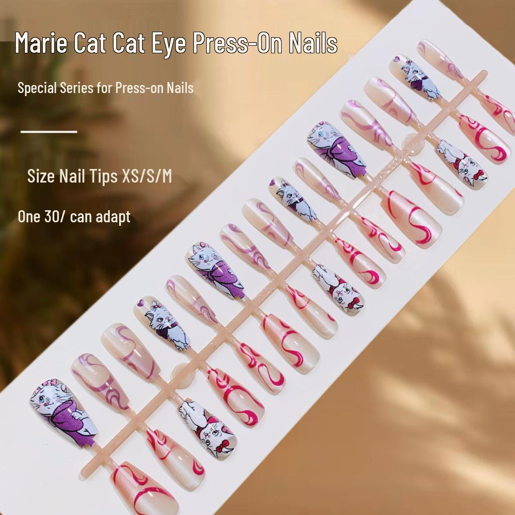 

Cute Mary Cat Eye Wearable Nails: Soft, Exquisite, Spicy Girl Style