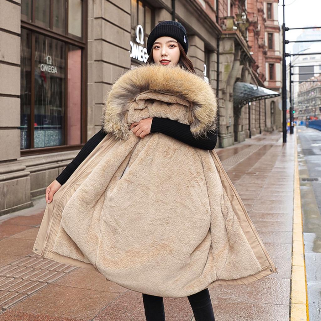 Fall Winter Women's Mid-length Thickened Parka, Loose Warm Plus Size Cold-proof Cotton Coat, Korean Fashion Outerwear