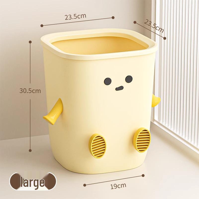 Cute Cartoon Trash Can with Paper Holder - Large Capacity for Home, Dorm, or Bedroom Use