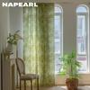 1PC NAPEARL Bohemian Retro Countryside Green Plant Pattern Półcieniące zasłony do małych okien balkonowych Home Decor