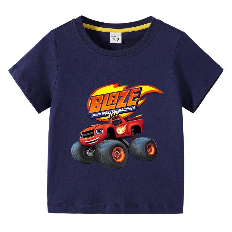 2025 Summer Kids Blaze And The Monster Machines Cartoon Funny Tshirt Childrens Short Sleeved Tees Girls Boys Tops Clothes