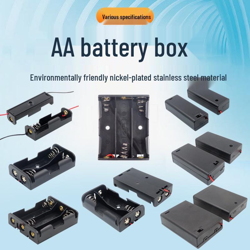 Size 5 Battery Box with Lid and Switch: Holds 1-8 AA 1.5V Cells