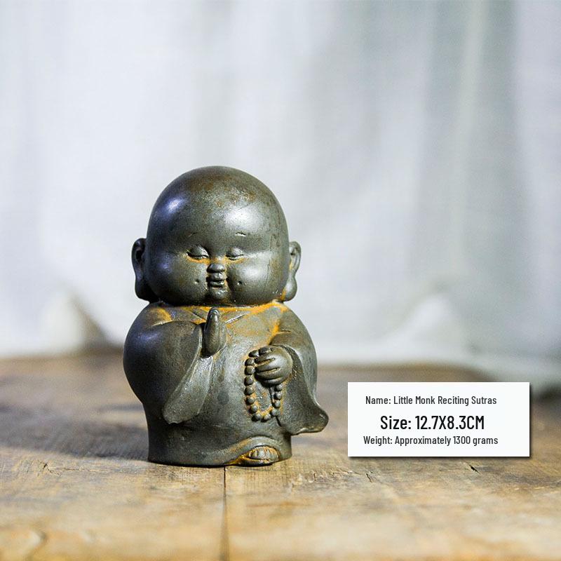 Chinese Zen Monk Resin Ornament: Cultural Antique-Style Home Décor