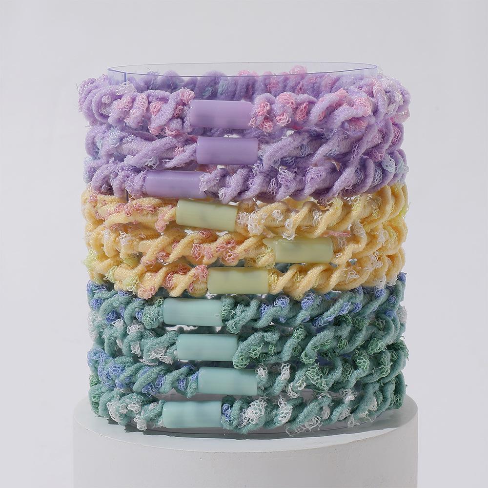 Velvet Mixed Color Braided Hair Ties: High Elasticity Hair Scrunchies for Stylish Buns and Commute-Friendly Accessories