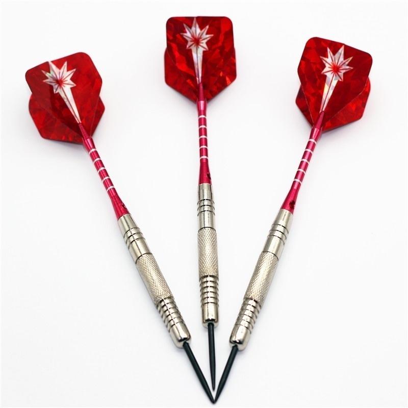 3 pcs of 1 sets Steel Tip 22g Grooved Alu Shafts 2D Flights Nickelplated Brass Darts D6