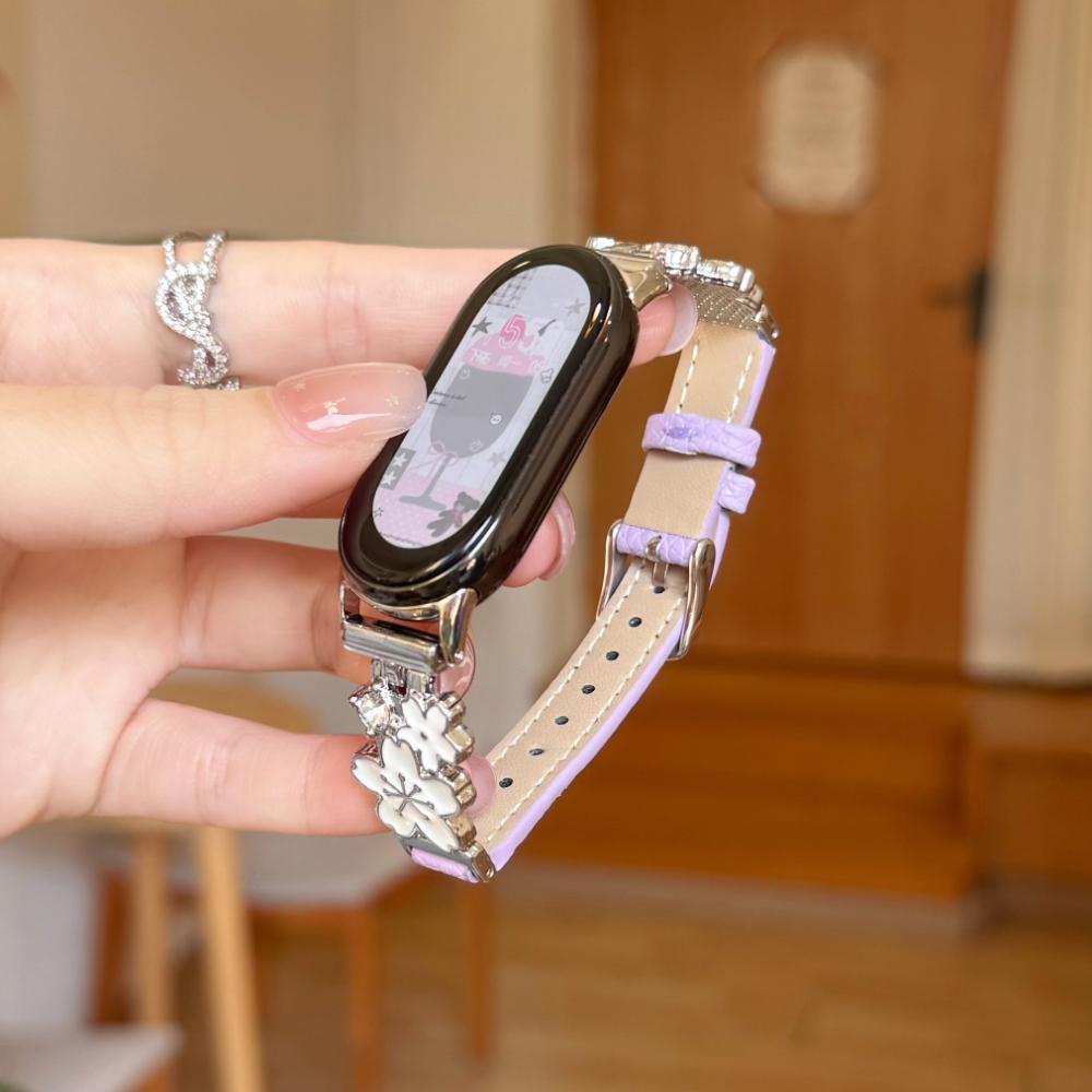 Δερμάτινο Λουράκι με Διαμάντια για Xiaomi Mi Band 10 9 8 Βραχιόλι για Xiaomi Mi Band 8 9 Pro/Redmi Watch 4 5 6 NFC Αθλητικό Λουράκι