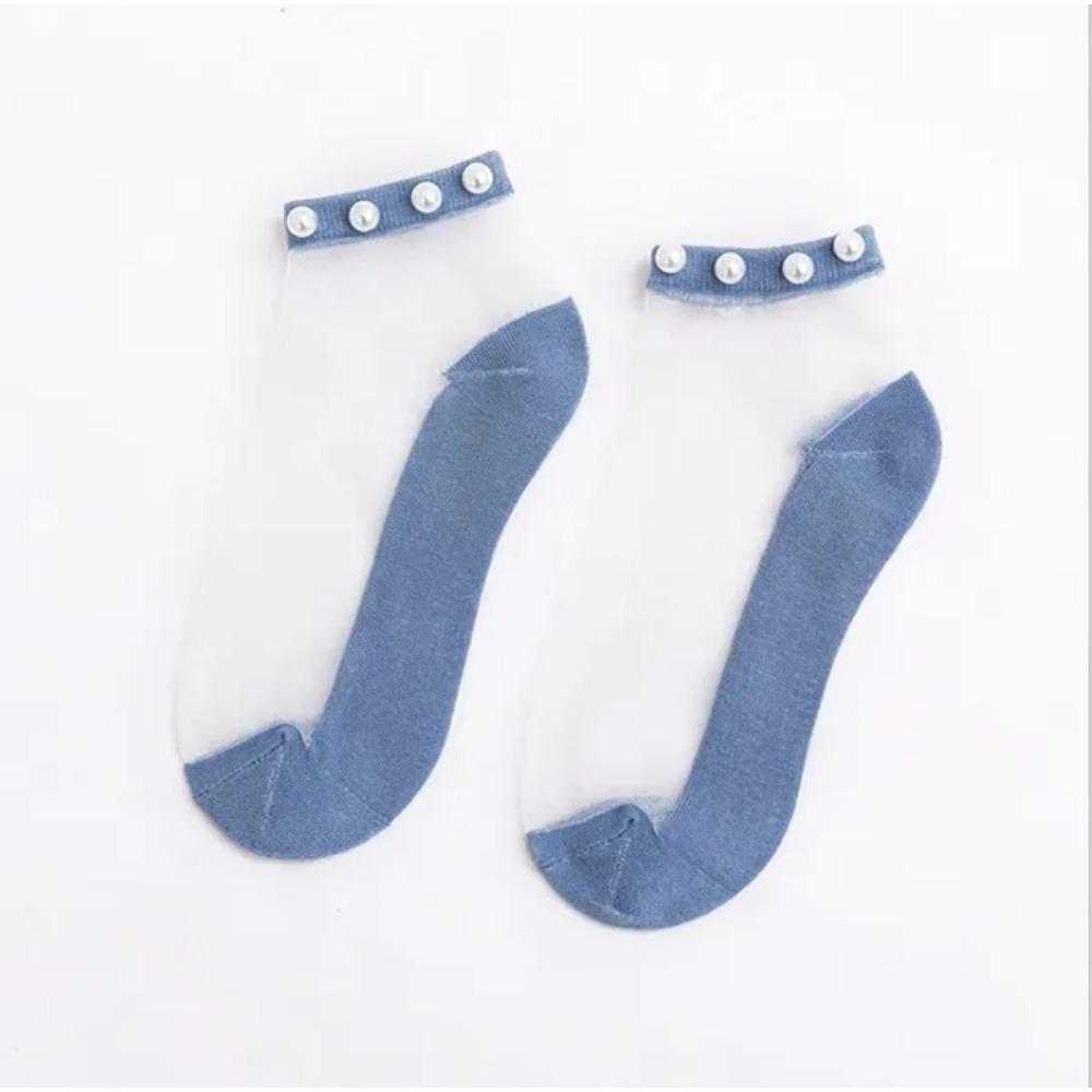 

Новые весенние и летние чулки с перламутровым узором, индивидуально упакованные японские женские носки, нескользящие носки 1 pair синий