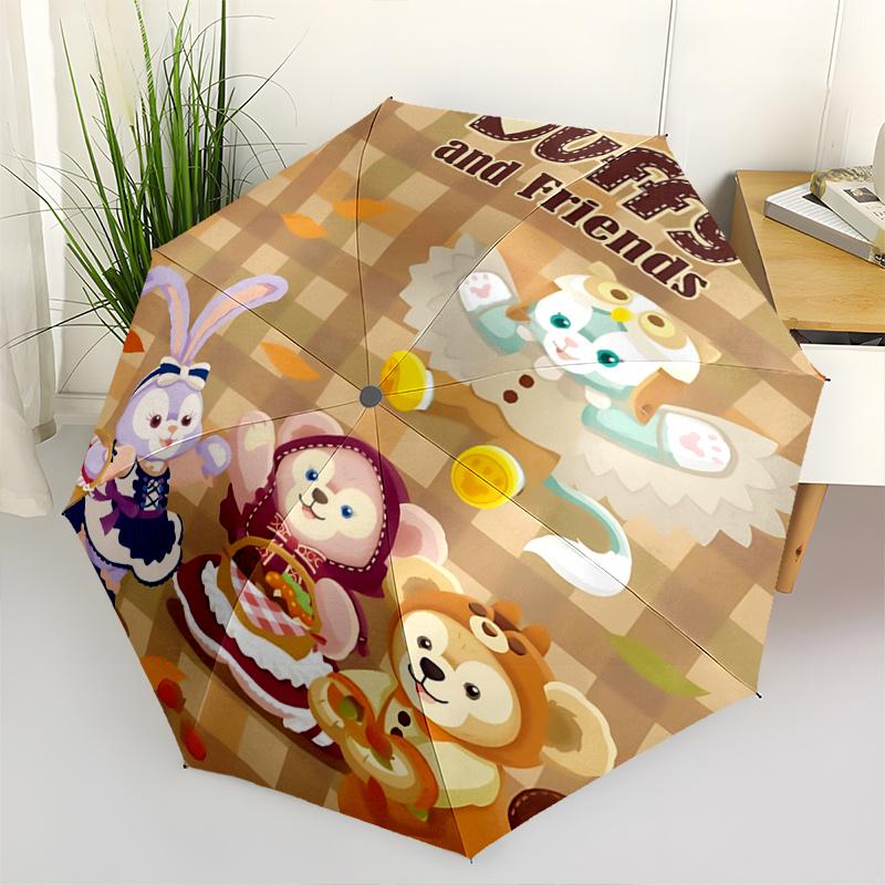 

1pc Autumn Leaves & Duffy and Friends Durable Cartoon Folding Umbrella, Portable 3-Fold Compact Umbrella for Men and Women, Suitable for Tra