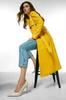 New HOT Women Yellow Trench Coat Leather Genuine Lambskin Handmade Long Party Stylish