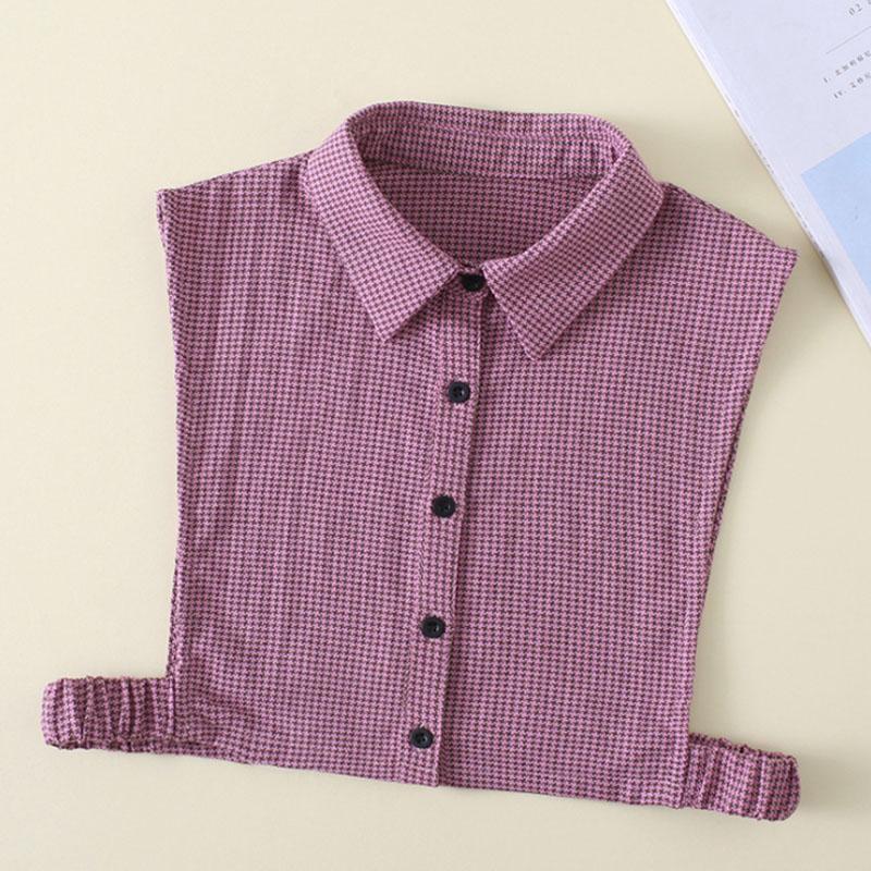 Fashion Plaid Fake Collar Women Detachable collars New Cotton False Collar Shirt Tie Female Removable Dickie Half Shirt Women