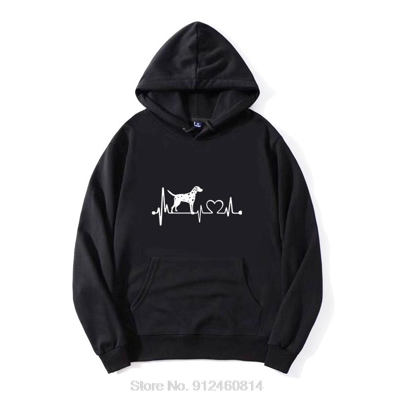 Dalmatian Dog Heartbeat Pullover Hoodie Cotton Fashion Hoody Funny Jacket Zip Up Hoodie Sweatshirt Casual Hip Hop Streetwear