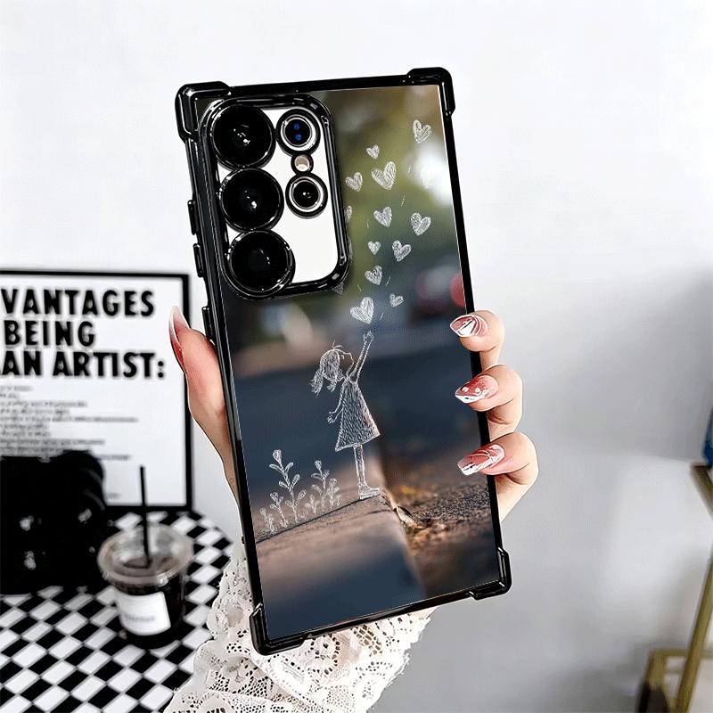 Nature Cute Child Painting Style Plating Phone Case For Samsung Galaxy S24 S25 FE S26 Edge S23 Ultra S22 S21 Plus S20 Anti-Fall
