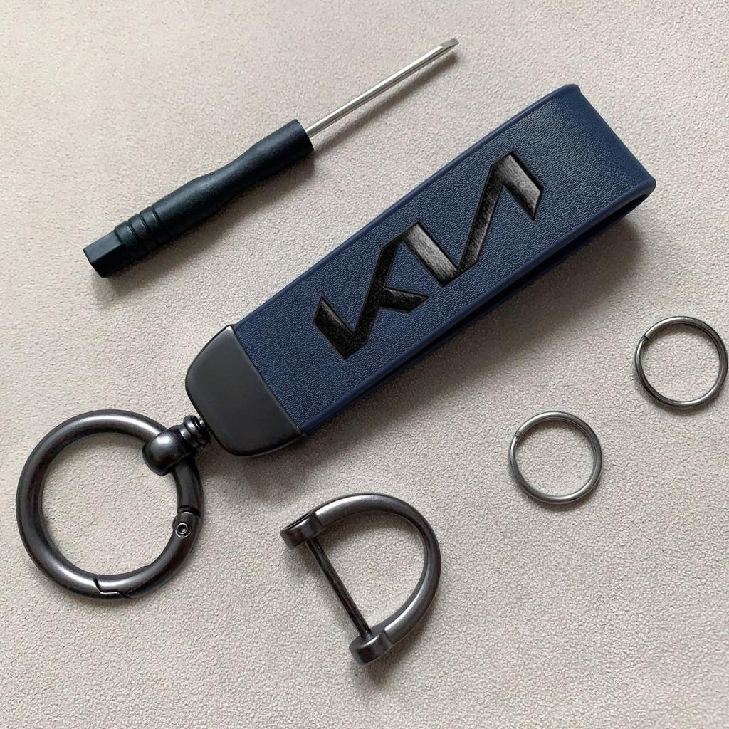 Car Vintage Leather Keychain Ring Zinc Alloy Chain Key For KIA Carnival Niro EV9 K8 Forte Cerato Sportage Ray EV Telluride Rtzup33