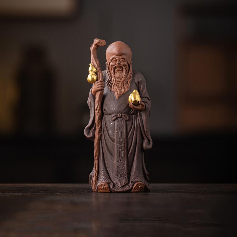 Ceramics Fulu Longevity Star sculptures and figurines Chinese mythological figures  Home Room Office Wealth Luck Feng Shui Decor