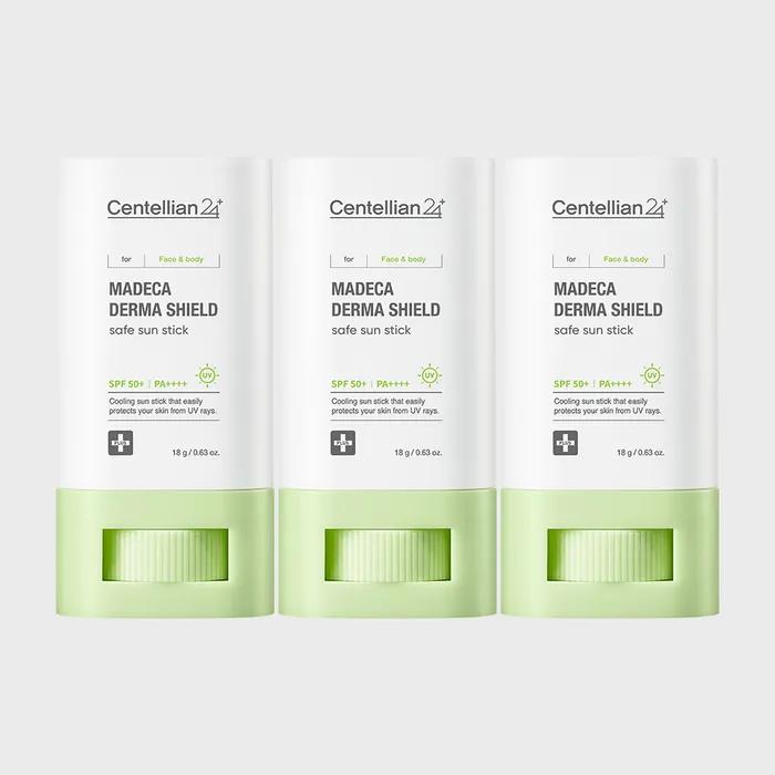 CENTELLIAN24 Madeca Dermashield Bezpečná sluneční tyčinka 18g 3ks (SPF 50+ PA++++) 24H hydratační chladivý efekt zklidňující UV ochrana